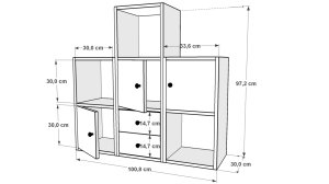 Kitaplikli Kapakli Çekmeceli Duvar Rafi Beyaz 100 Cm DVR-1100-Ç