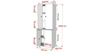 Dolapli Vitrin Beyaz 65 Cm VTR-1064-Ç