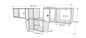 Rafli Dolapli Duvar Rafi Antrasit Beyaz 200 Cm DVR-1125-Ç