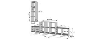 Duvar Kitaplıklı Tv Ünitesi Beyaz 227 Cm TV-1250