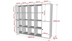 4 Kapakli Rafli Kitaplik 160 Cm Beyaz KTP-1143-Ç