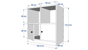 Raflı İki Kapaklı Beyaz Komodin Çıtasız KMD-1031-Ç