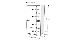 Cekmeceli Komodin Beyaz 35 Cm KMD-1018-C