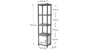 Raflı Dört Katlı Dolaplı Metal Kitaplık  Antrasit 37 Cm MTL-KTP-1074-A