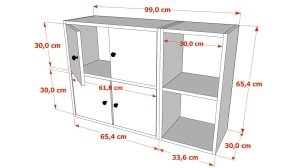 Rafli Dolapli Ayakkabilik Beyaz Antrasit 100 Cm AYK-1030-C