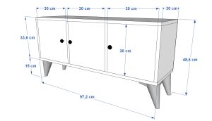 Dolaplı Ayaklı Tv Ünitesi Beyaz 97 Cm TV-1311-Ç