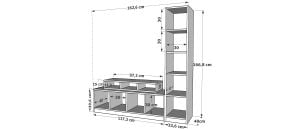 Kitaplıklı Tv Ünitesi Beyaz 163 Cm TV-1280