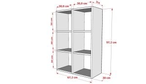 6 Rafli Kitaplik 67 Cm Beyaz Antrasit KTP-1220