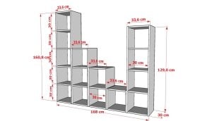 Rafli Basamakli Kitaplik 170 Cm Beyaz KTP-1223