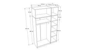 Üç Kapaklı 5 Raflı Askılıklı Yüklük Gardırop Antrasit Çıtasız 155 Cm GD1033-A-Ç