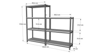 Raflı Üç Katlı Metal Çok Amaçlı Dolap Antrasit 138 Cm MTL-ÇAD-1025-A