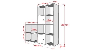 2 Kapakli Rafli Basamakli Kitaplik 130 Cm Beyaz KTP-1240-Ç