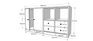 Rafli Dolapli Çekmeceli Konsol Beyaz 130 Cm KNS-1033-Ç