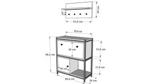 Raflı İki Katlı Düşer Kapaklı Askılıklı Dolaplı Metal Ayakkabılık  Beyaz 69 Cm MTL-AYK-1007-B