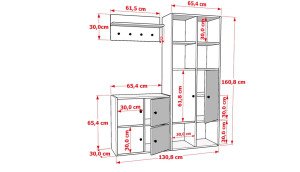 Duvar Askilikli Ayakkabilikli Kapakli Portmanto Beyaz 130 Cm PRT-1049-Ç