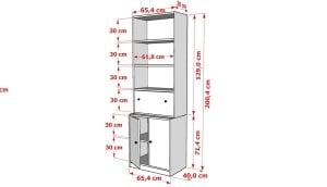 Düser Kapakli Rafli Kitaplik 65 Cm Beyaz KTP-1272-Ç