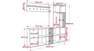 Duvar Askilikli Ayakkabilikli Kapakli Portmanto Beyaz 160 Cm PRT-1056-Ç