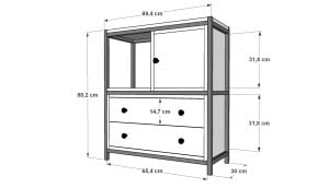 Raflı İki Katlı Dolaplı Çekmeceli Metal Kitaplık  Beyaz 69 Cm MTL-KTP-1056-B