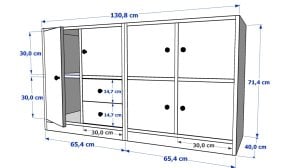 Dolapli Çekmeceli Konsol Beyaz 130 Cm KNS-1051-Ç