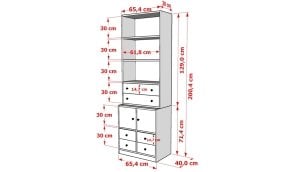 2 Kapakli Çekmeceli Rafli Kitaplik 65 Cm Beyaz KTP-1280-Ç