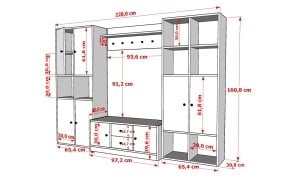 Dolapli Askilikli Vestiyer Beyaz 230 Cm VST-1007-Ç