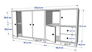 Rafli Dolapli Çekmeceli Konsol Beyaz 160 Cm KNS-1059-Ç