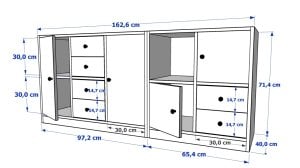 Rafli Dolapli Çekmeceli Konsol Beyaz 160 Cm KNS-1071-Ç