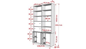 Düser Kapakli Rafli Kitaplik 130 Cm Beyaz KTP-1301-Ç