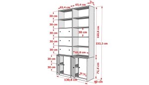 Düser Kapakli Rafli Kitaplik 130 Cm Beyaz KTP-1302-Ç