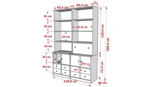 Düser Kapakli Çekmeceli Kitaplik 130 Cm Beyaz KTP-1309-Ç