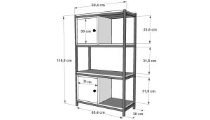 Raflı Üç Katlı Dolaplı Metal Çok Amaçlı Dolap Meşe 69 Cm MTL-ÇAD-1012-M