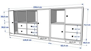 Rafli Dolapli Çekmeceli Konsol Beyaz 195 Cm KNS-1095-Ç