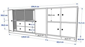 Rafli Dolapli Çekmeceli Konsol Beyaz 195 Cm KNS-1098-Ç