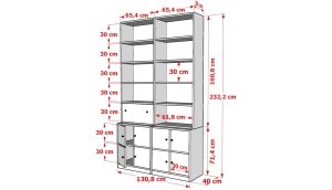 Düser Kapakli Rafli Kitaplik 130 Cm Beyaz KTP-1328-Ç