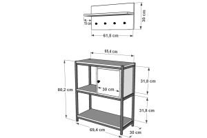 Raflı Dolaplı İki Katlı Askılıklı Metal Ayakkabılık  Antrasit 69 Cm MTL-AYK-1006-A