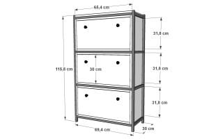 Üç Katlı Düşer Kapaklı Metal Konsol Antrasit 69 Cm MTL-KNS-1013-A