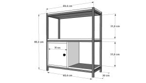 Raflı İki Katlı Dolaplı Metal Çok Amaçlı Dolap Antrasit 69 Cm MTL-ÇAD-1002-A