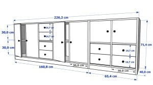 Dolapli Çekmeceli Konsol Beyaz 226 Cm KNS-1122-Ç