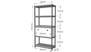 Raflı Beş Katlı Düşer Kapaklı Metal Çok Amaçlı Dolap Beyaz 69 Cm MTL-ÇAD-1021-B