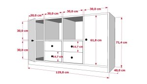 Kapakli Rafli Çekmeceli Çok Amaçli Dolap Beyaz 130 Cm ÇA-D-1078-Ç