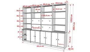 Düser Kapakli Rafli Kitaplik 260 Cm Beyaz KTP-1366-Ç