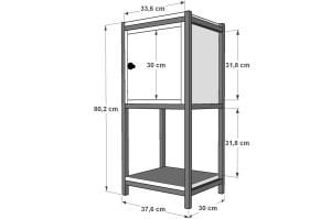 Raflı İki Katlı Dolaplı Metal Komodin Meşe 37 Cm MTL-KMD-1005-M