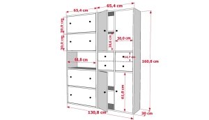 Düser Kapakli Çekmeceli Çok Amaçli Dolap Beyaz 130 Cm ÇA-D-1090-Ç