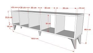 Dolaplı Ayaklı Tv Ünitesi Beyaz 160 Cm TV-1329-Ç