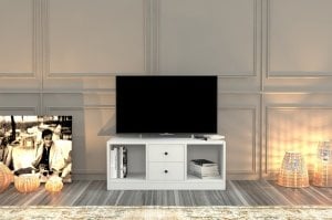 Kitaplikli Cekmeceli Tv Unitesi Beyaz 98 Cm TVT-1015-C