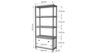 Raflı Dört Katlı Düşer Kapaklı Metal Kitaplık  Antrasit 69 Cm MTL-KTP-1033-A