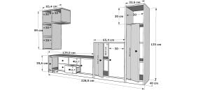 Duvar Dolaplı Çekmeceli Tv Ünitesi Beyaz 228 Cm TV-1220-Ç