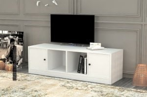 Dolapli Kitaplikli Tv Unitesi Beyaz 130 Cm TVT-1028-C