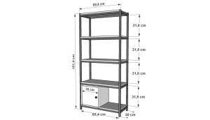 Raflı Dört Katlı Dolaplı Metal Kitaplık  Meşe 69 Cm MTL-KTP-1018-M