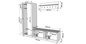 Dolaplı Askılıklı Raflı Puflu Beyaz Vestiyer Çıtasızı 194 cm VST-1092-Ç